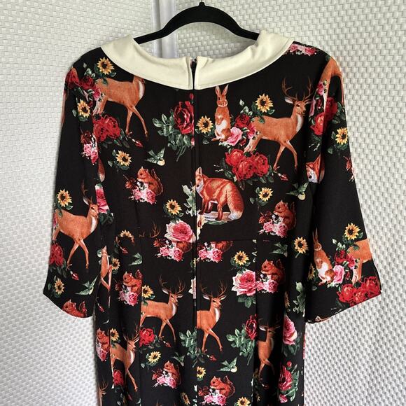 VTG Hell Bunny Vixen Dress Woodland Collar 50s Retro 3x Rockabilly, Plus 46”x36” - Picture 10 of 13